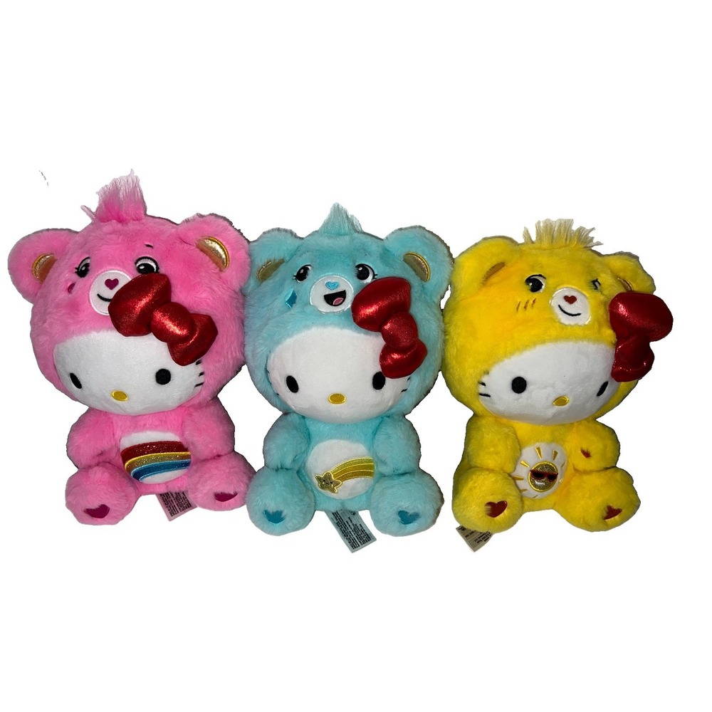 Hello Kitty 3 Care Bears Stuffed Plush, Special Collectors Sets(11-b45)